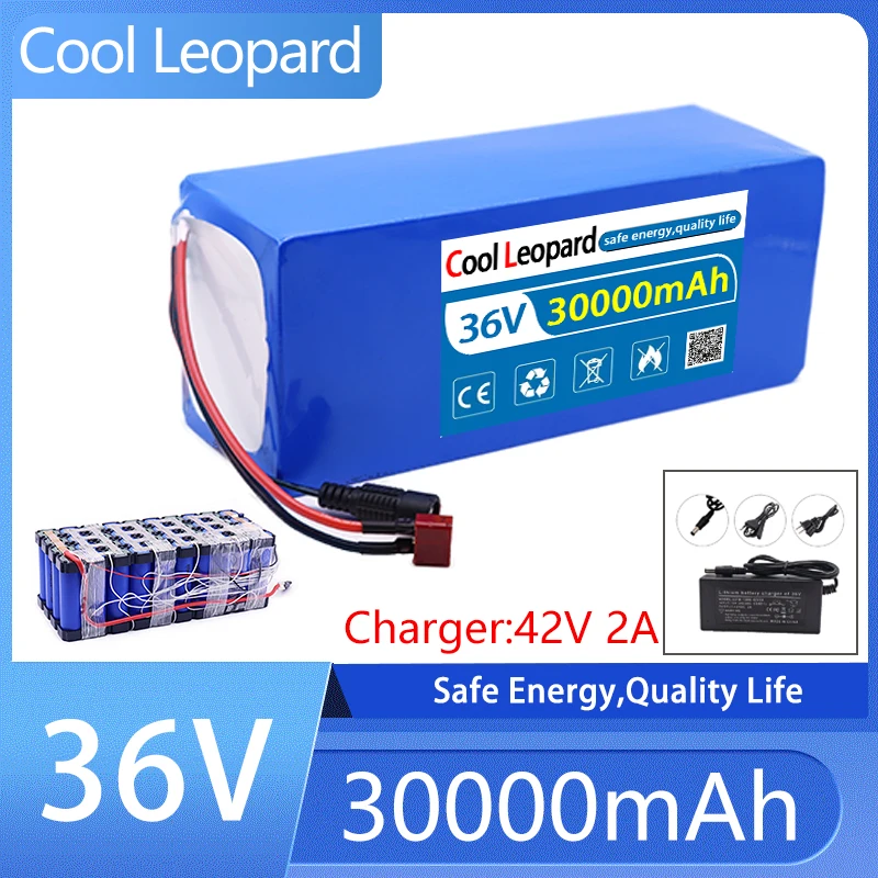 

36V 30000mAh 10S4P 18650 Battery Pack With 1000W High-Power 100A BMS Electric Bicycle Scooter Lithium Battery With 42V Charger