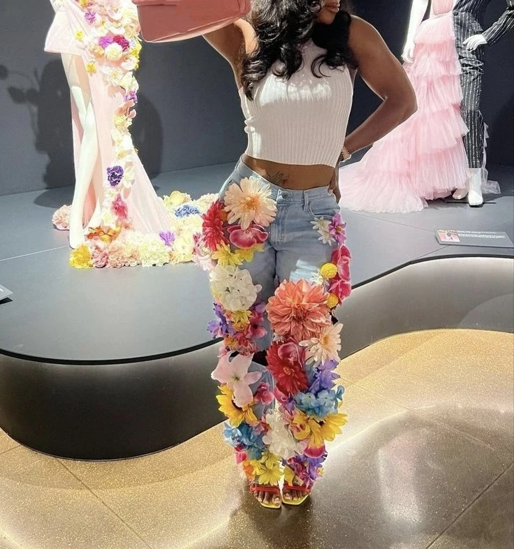 Jeans Fleur 3D | Denim Streetwear de créateur | Maison Novaire