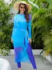 Muslim Swimwear Women Modest Patchwork Hijab Long Sleeves Sport Swimsuit 3pcs Islamic Burkinis Wear Bathing Suit Burkini Girl