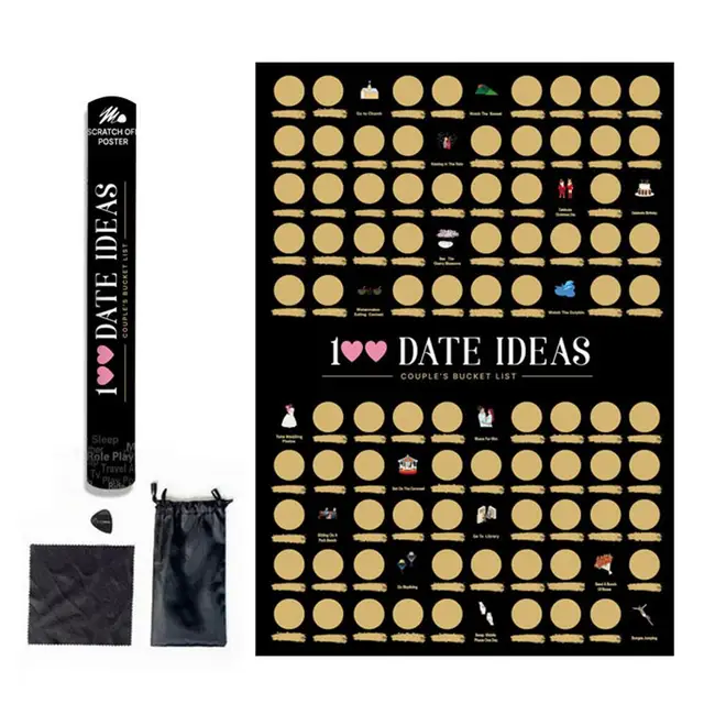 100 Dates Scrape Off Poster 100 Dating Idea For Couple Activities Couples  Games Date Night Ideas Valentines Day Gifts