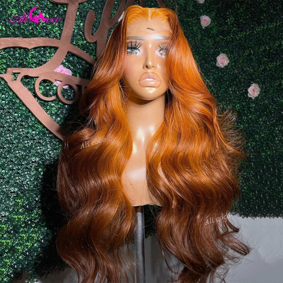

5x5 Lace Closure Wig 12A Body Wave Orange Brown Ombre Colored Lace Front Wigs PrePlucked 13x4 13x6 Lace Front Human Hair Wigs