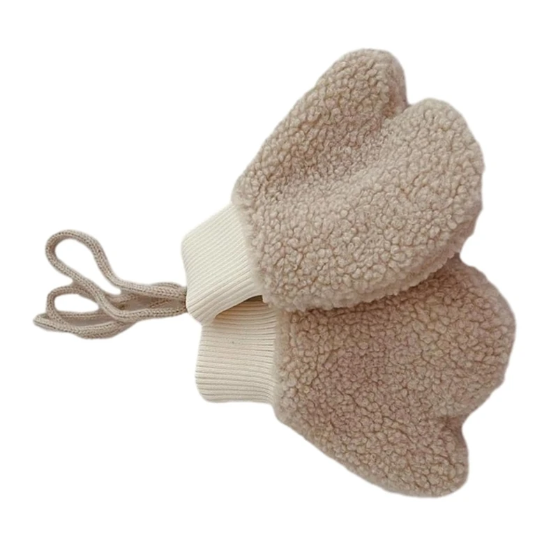 

1 Pair Comfortable Baby Gloves Thicked Lamb Wool Cartoon Full Finger Mittens