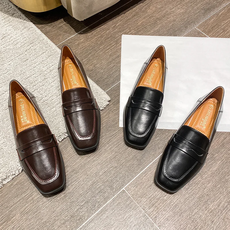 British High Quality leather flats shoes woman slip on loafers 34 British High Quality leather flats shoes woman slip on loafers 34