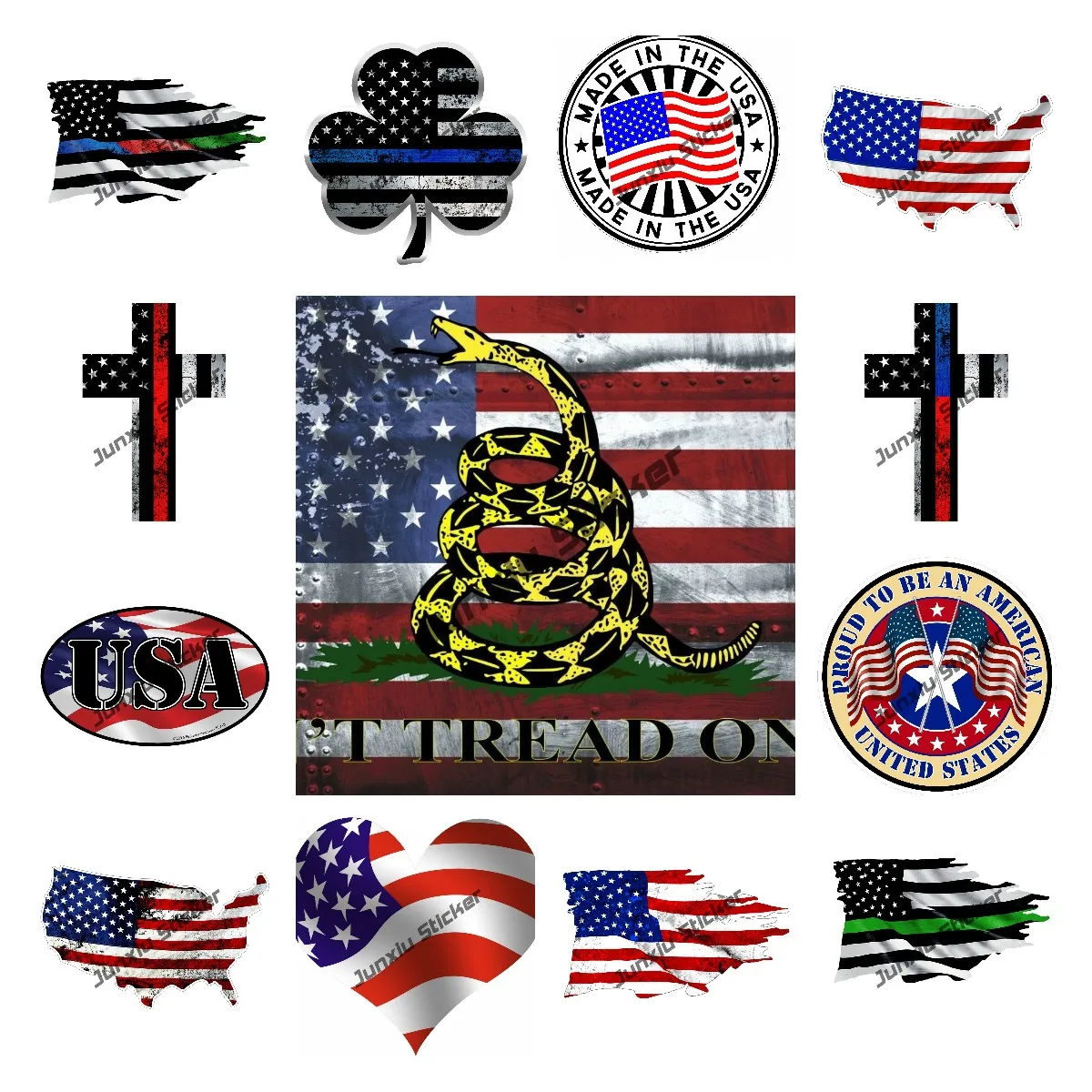 Usa Tated Map Flag Sticker Stati Americani Distressed Oval "Sticker Per Auto Truck Bumper Vinyl Decal Assessoires Kk10Cm