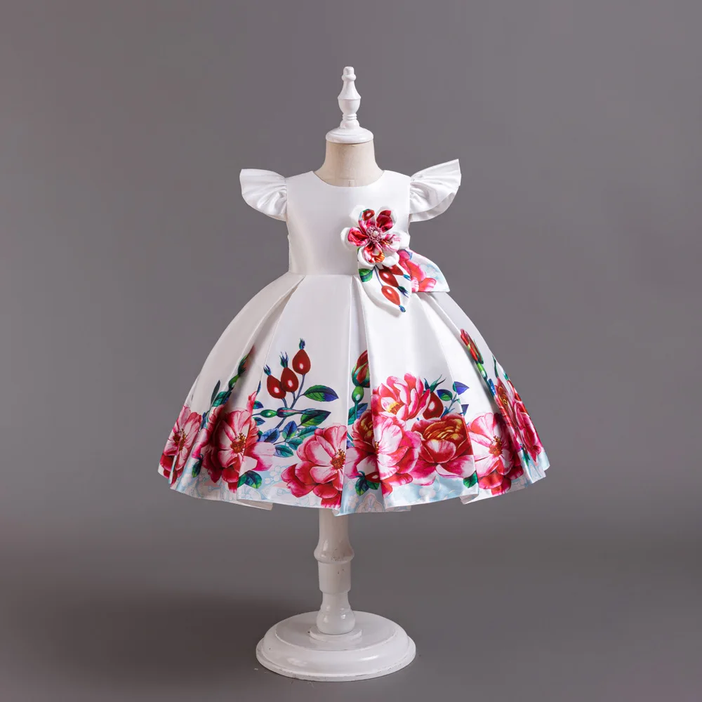 

Атласное платье HETISO для девочек, детские Платья с цветочным рисунком, Летний Детский Повседневный костюм принцессы на день рождения от 2 до 8 лет и 10 лет