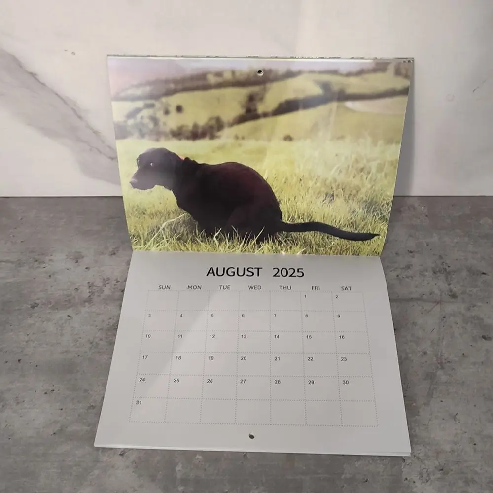 Calendar Funny Dogs Pooping Calendar Hangable Daily Weekly Monthly Planner Durable Wall Home Desktop