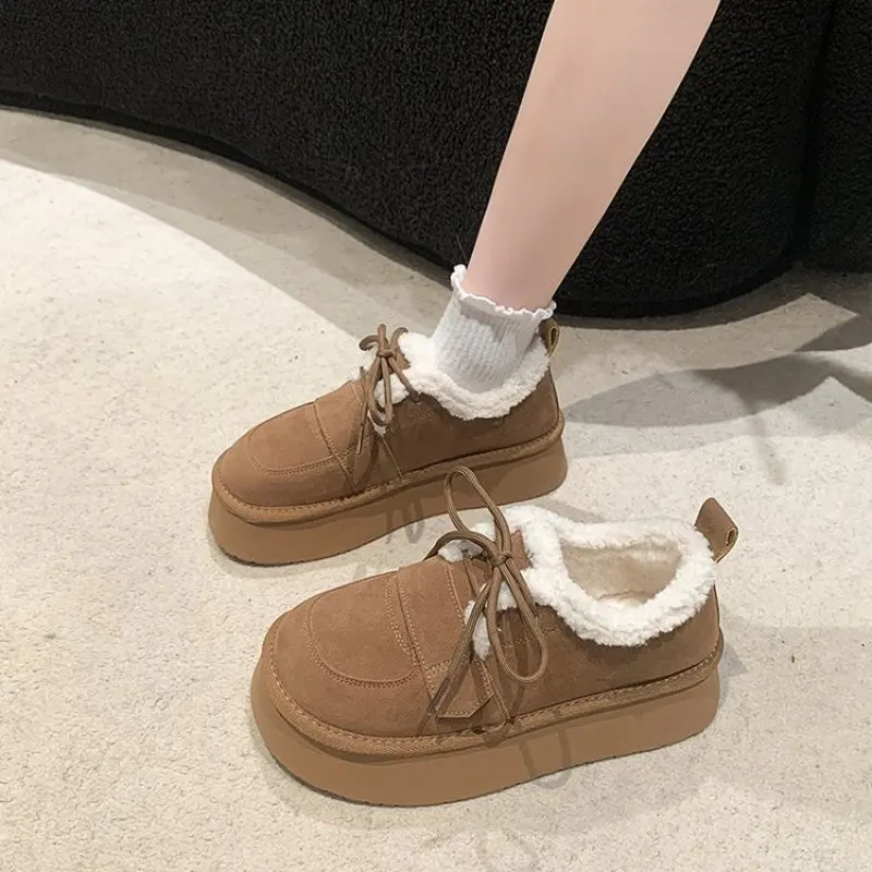 NEW Leather Vintage Handmade Women's Shoes Down Warm Winter Snow Boots  High Quality Women Boots Platform Boots  Shoes for Women