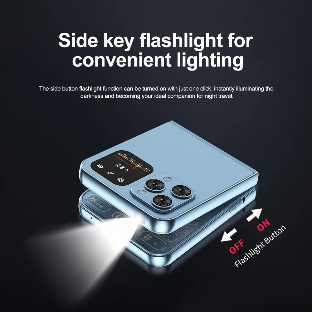 SERVO A70 PRO Flip Mobile Phone 3G WCDMA Speed Dial MP4 Player Flashlight FM Radio Foldable 2 SIM Standby Feature Phones Type-C