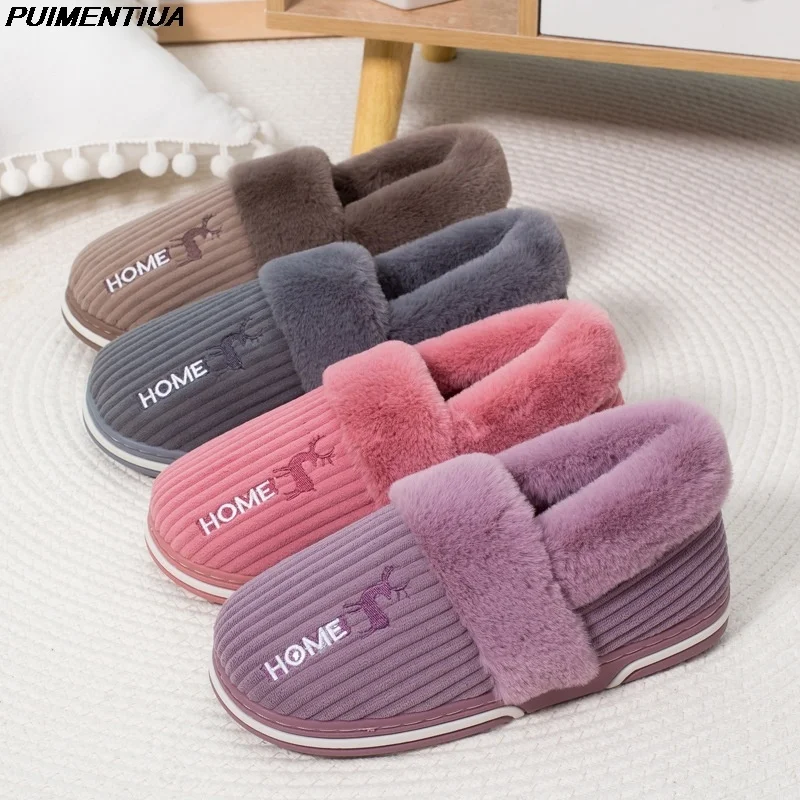 

New Home Flat Women And Men Slippers Lightweight Soft Comfortable Winter Warm Plush Women's Cotton Shoes Indoor Unisex Slippers