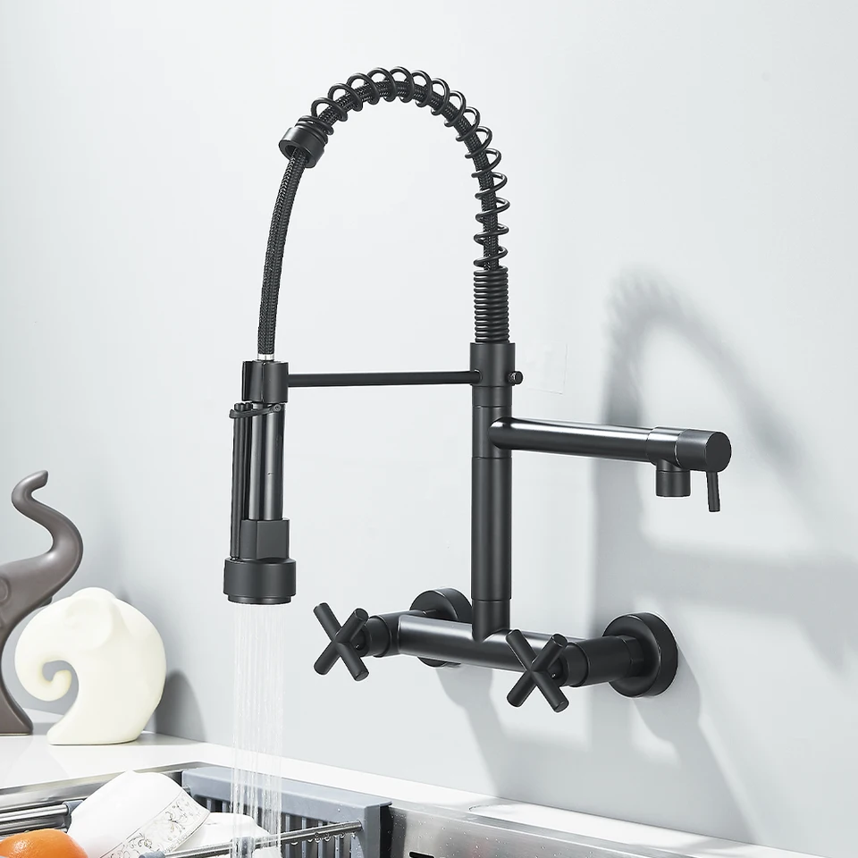 Robinet De Cuisine 2 Poignées Chrome Avec Pulvérisateur Latéral Extractible - 4 Trous