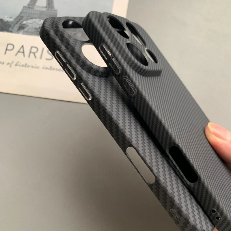 Carbon Fiber Slim Protective Shockproof Phone Case, Hard PC Back Cover