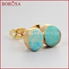 Freeform 18k Gold Plated Natural Turquoise Stud Earrings for Women Natural Stone Energy Healing Earrings for Women Gift for Her 6