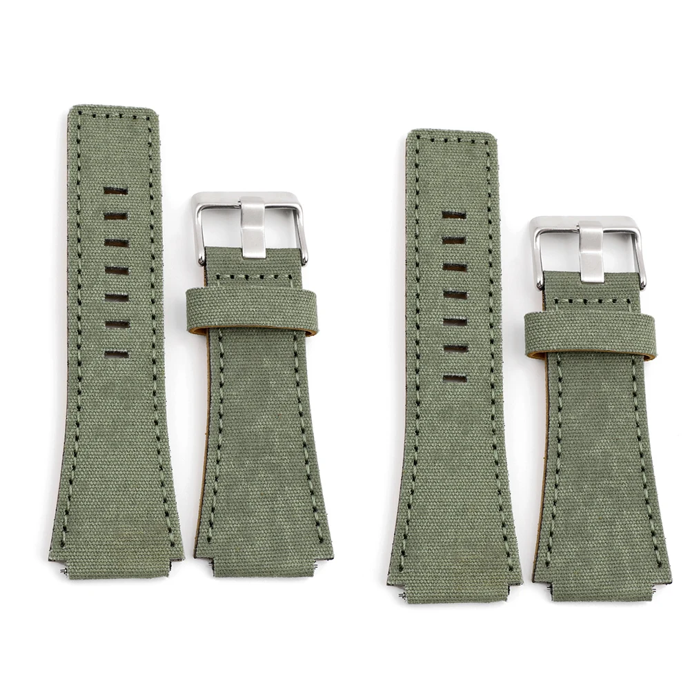 

Ремешок для часов ручной работы, нейлоновый холщовый зеленый быстросъемный браслет для наручных часов, 24 мм, браслет из мягкой ткани с серебристой пряжкой