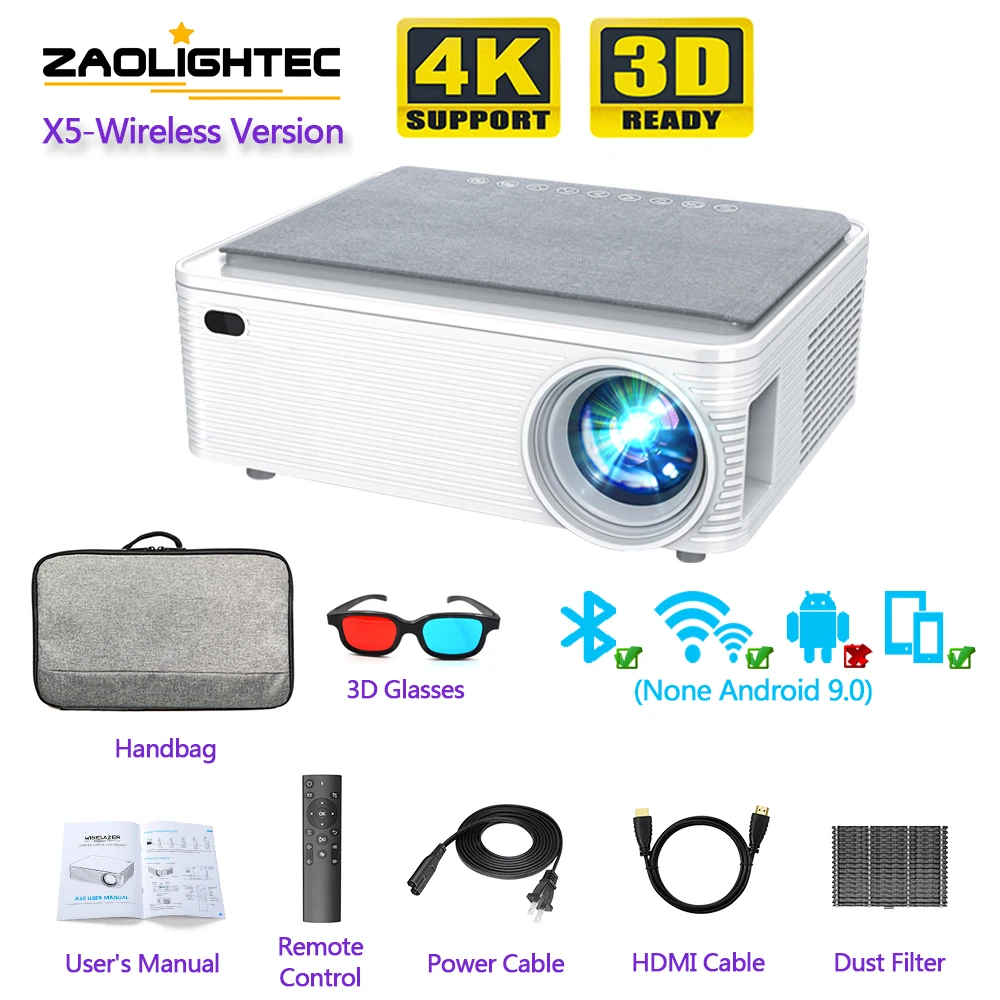 Wiselazer X5 Projector Android 9.0 Full Hd 1920*1080p Wifi Blutooth