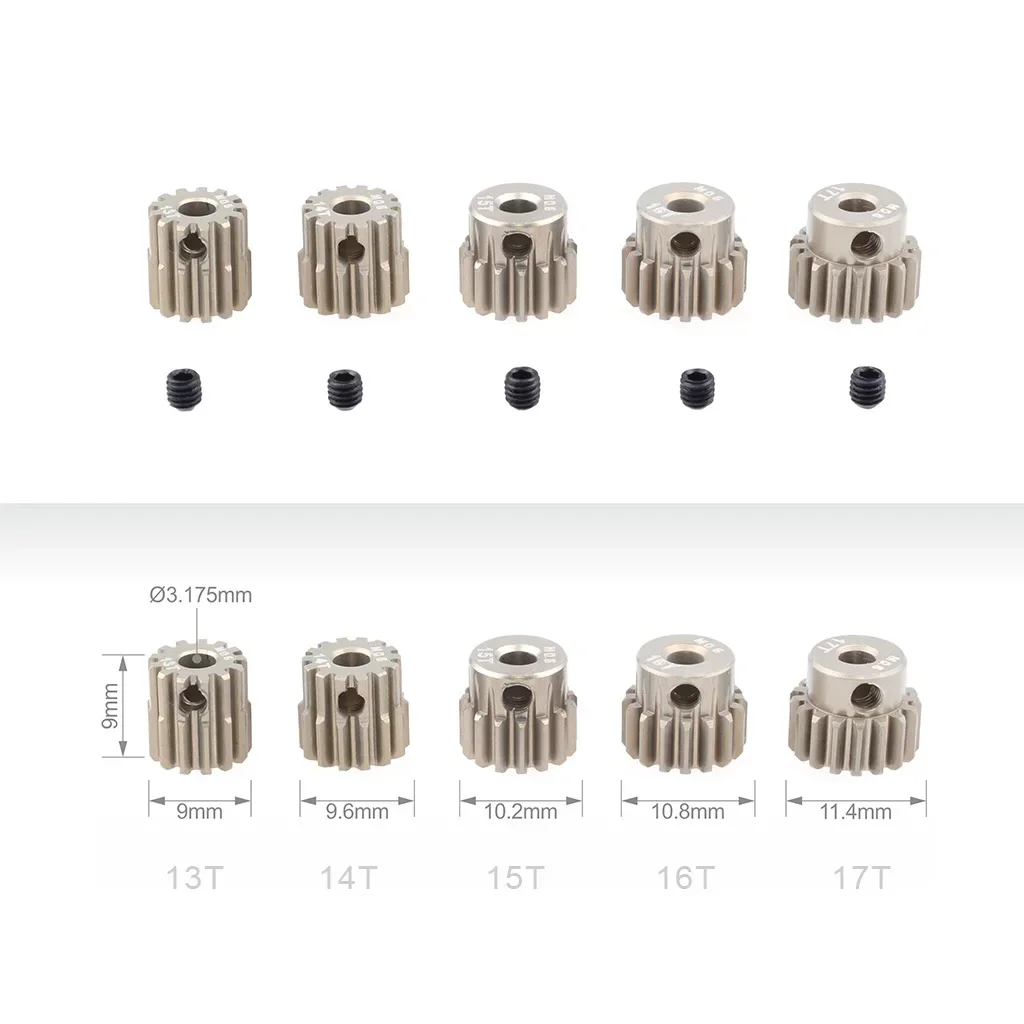 M 0,6 13T 16T 17T 18T 21T 22T 23T 27T 28T 29T 32T 33T Metall Ritzel Motor Getriebe 3,175mm Welle für 1/10 RC Auto Modell Motor Teile – Detail 2
