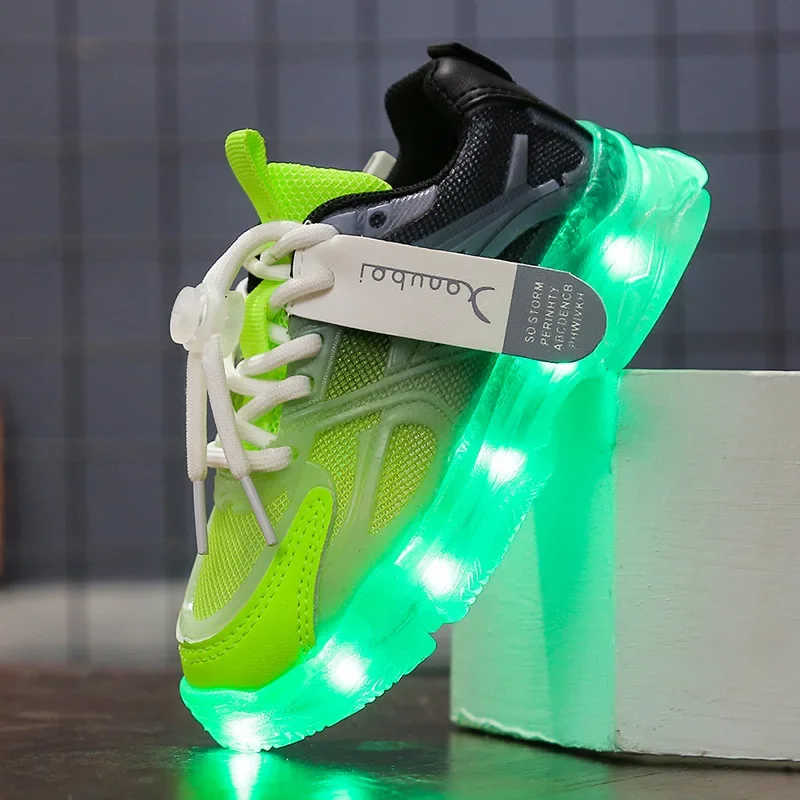 kids shoes red sneakers shadow sneakers USB charge Kids Sneakers Light Up Casual Running Shoes Boys Girls Walking Sports Shoes LED Flashing Breathable Luminous