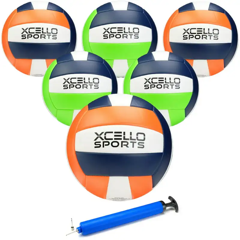 

High-Quality, Assorted Coloured Regulation Volleyballs with Pump (6-Pack) Perfect for Any Activity.