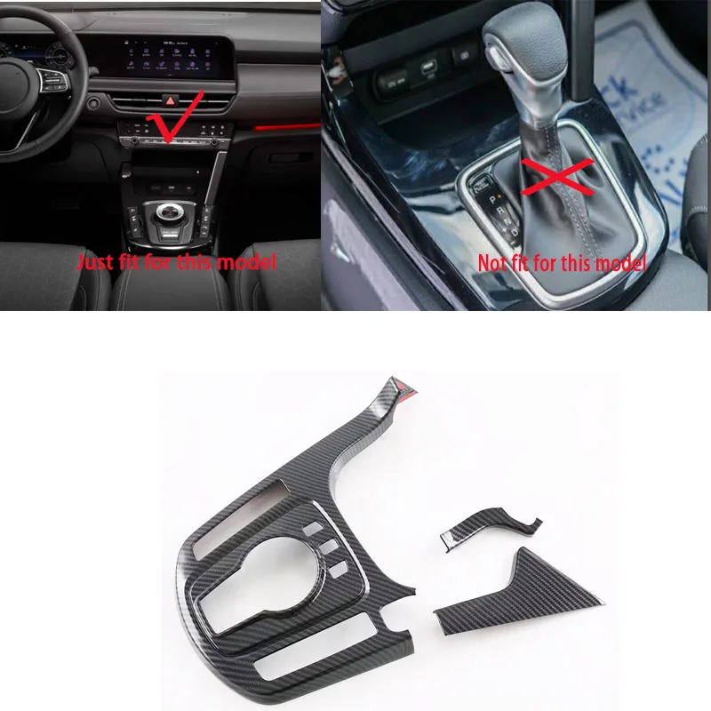 LHD For KIA Seltos 2023 2024 Carbon Fiber Car Console Gear Shift Panel