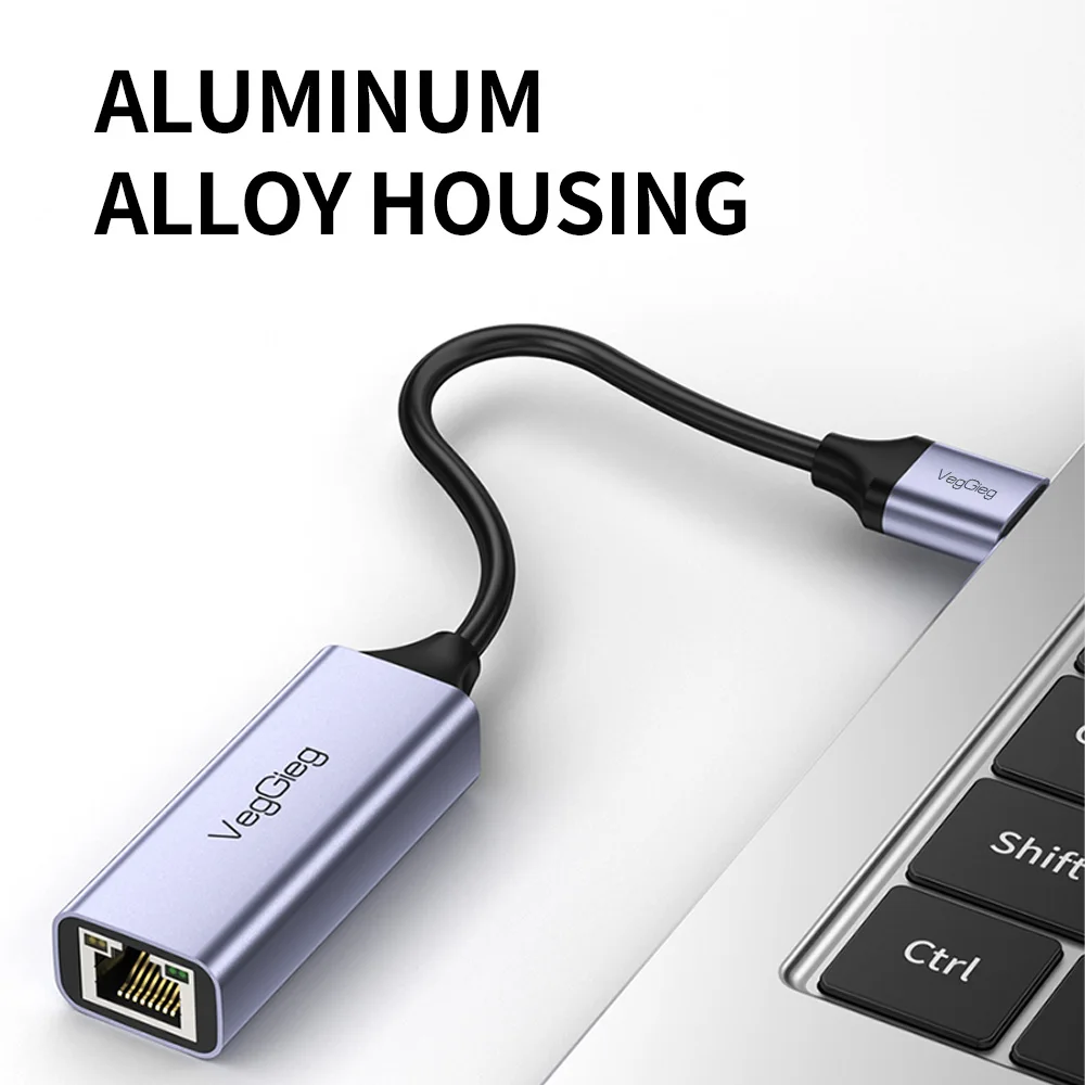 VegGieg USB 유형 C 기가비트 이더넷 어댑터 1000Mbps /100Mbps RJ45 노트북 스위치 폰용 유선 네트워크 카드 LAN 변환기