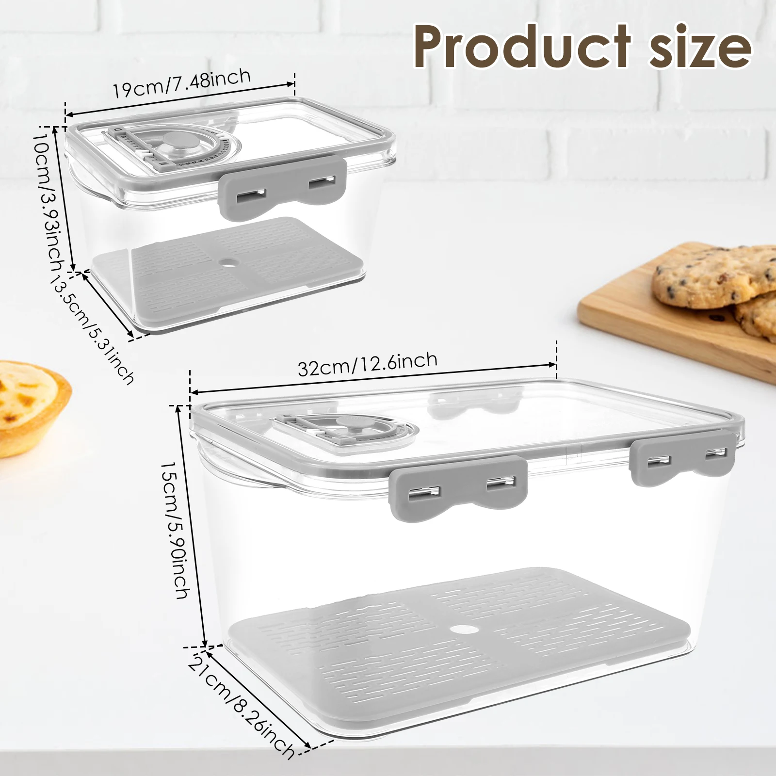 Aanrecht Brooddoos, Broodcontainer Opbergbak | Voedselopslag Organizer, Clear Brood Houder met Tijdregistratie & Afvoer, Sandwichhouder voor Zelfgemaakt Brood & Bakkerij Brood