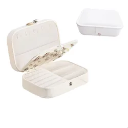 Elegant Korean Style Portable Jewelry Storage Box - High-End Large Capacity Travel Case (White M)