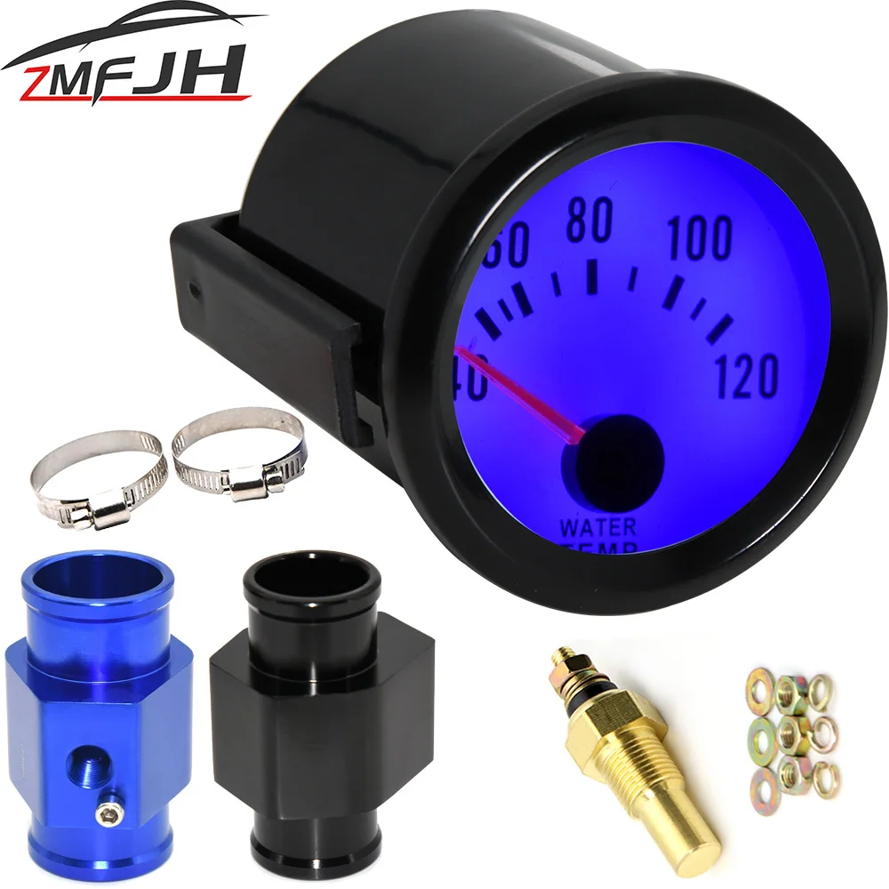 

AD 52MM Digital Blue LED Car Water Temperature Gauge 40-120 Celsius With Water Temp Joint Pipe Sensor Adapter 1/8NPT Sensor