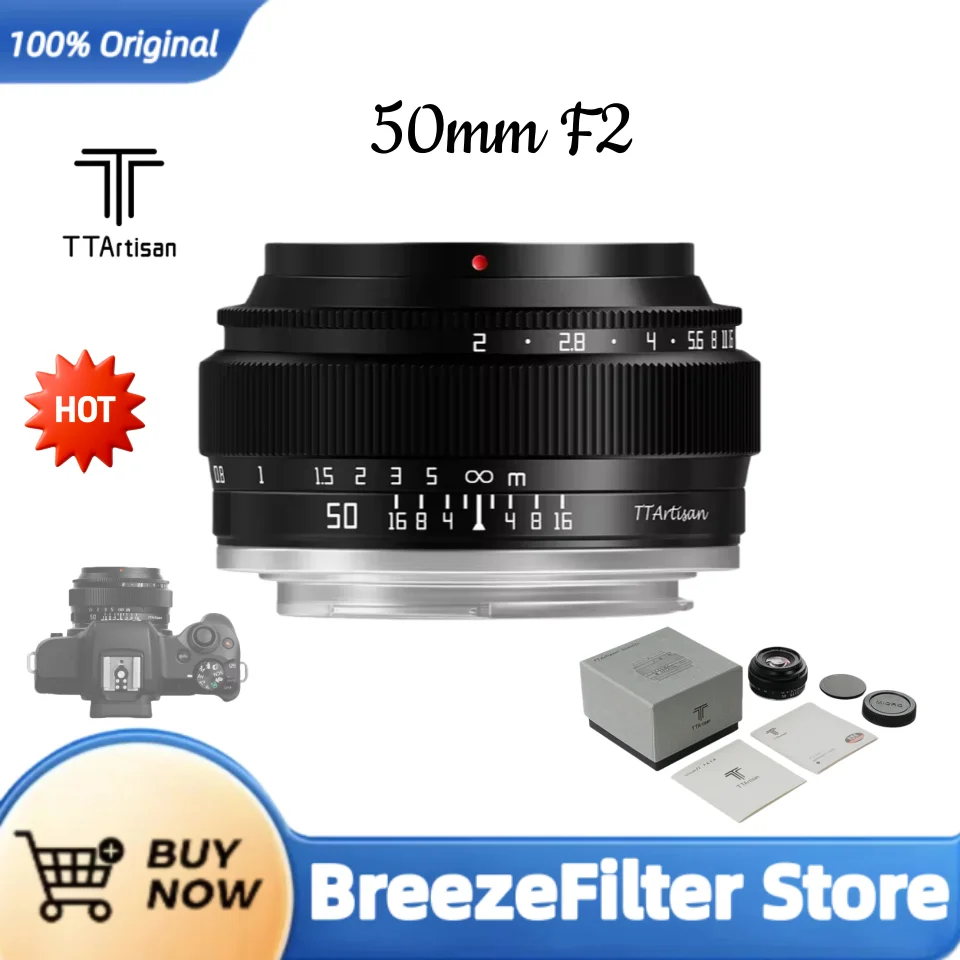TTArtisan 50mm F2 풀프레임 수동 초점 프라임 인물 렌즈 ( E, 니콘 Z, 후지 X, 라이카, 시그마 L 마운트, ZVE10, A7C, Z6, Z7, XM5 호환)