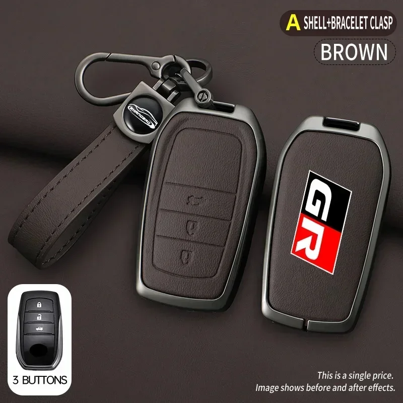 Key Case Cover Key Case Car Key Shell For Toyota GR Sport C-HR Gazoo RAV4 Racing Mirai Avensis Zinc Alloy Car Key Case Cover Protector Keychain Styling Accessories