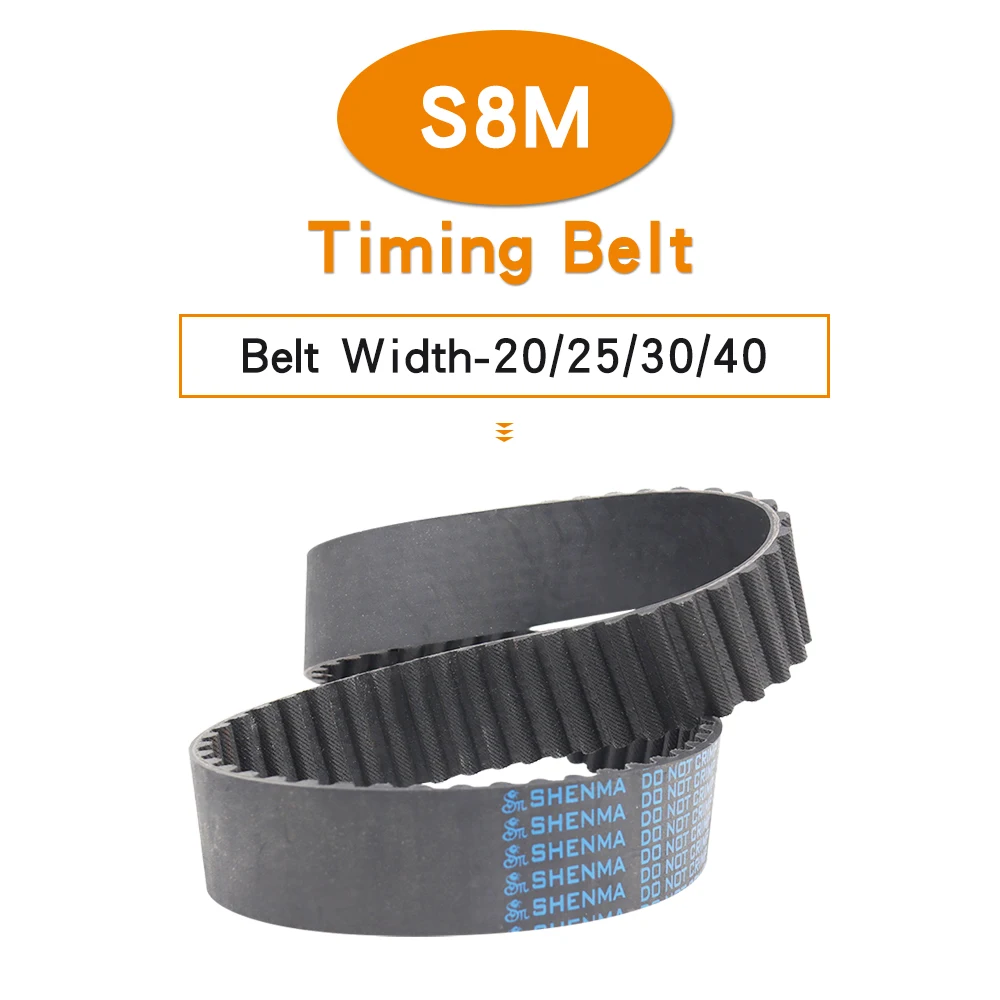 Toothed Belt S8M-1136/1144/1152/1160/1168/1176/1184/1192/1200/1208/1216 Teeth Pitch 8mm Rubber Machine Belt Width 20/25/30/40 mm