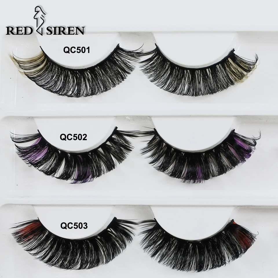 Ciglia Colorate Sirena Rossa 16 Colori D Curl Strip Ciglia Cosplay Di Alta Qualità Soffici Ciglia Colorate Ciglia A Strisce Russe