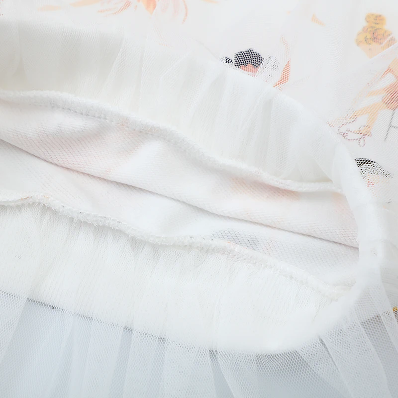 Kids Clothes 2025 Autumn Children's Clothing Cotton Baby Girls Long Sleeves Cartoon Ballet Dancer Mesh Dresses