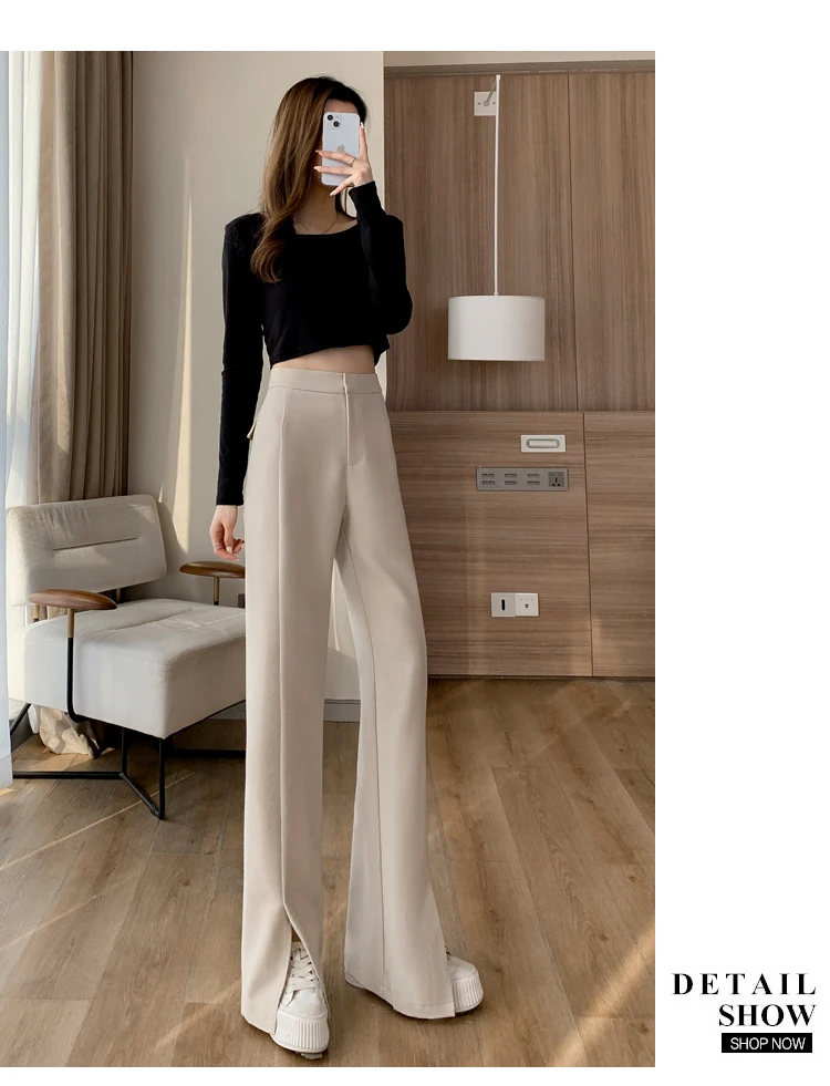 Women's Long Pants Summer Oversized High Waisted Loose Fashion Solid Split Casual Sweatpants Female Streetwear baggy pants Pants & Capris