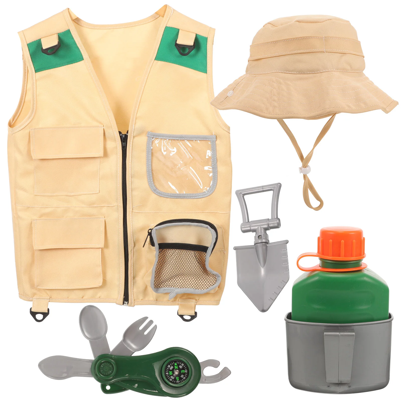

Children's Adventure Clothing Camping Kid Hat Outdoor Exploration Kids Costume Explorer Vest Stage Performance Kit Apparel