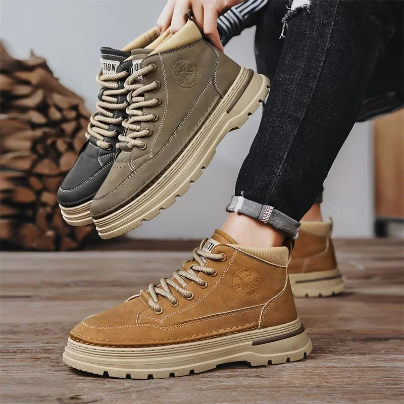 Botas de moda para hombre, zapatos deportivos informales de alta