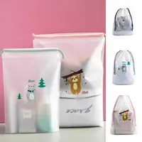 Cartoon Animal Storage Bags Transparent PE Travel Bundle Pocket Hanging Bags Shoes Package Drawstring Bag 1