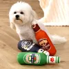 Beer Bottle Squeaky Dog Toy Wine Bottle Plush Dog Toy Teeth Cleaning Squeaky Dog Chew Toy Soft Beer Bottle Shape Toy for Puppies 3