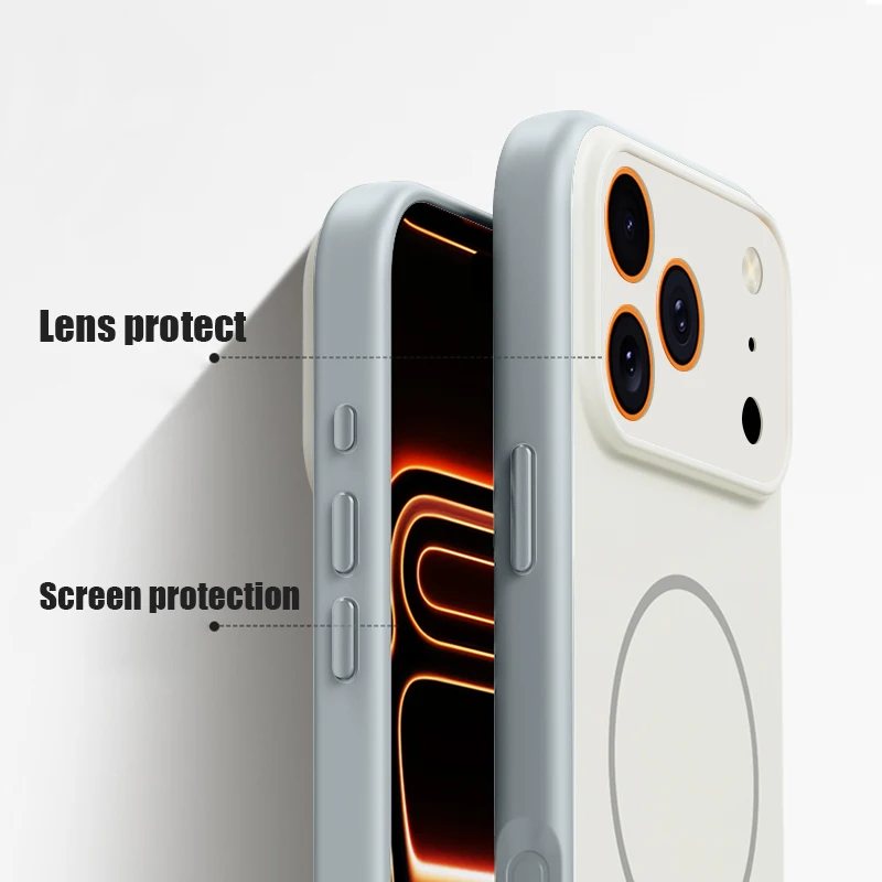 Magnetic Orange Floral Phone Case with Lens Protection & Wireless Charging Compatibility