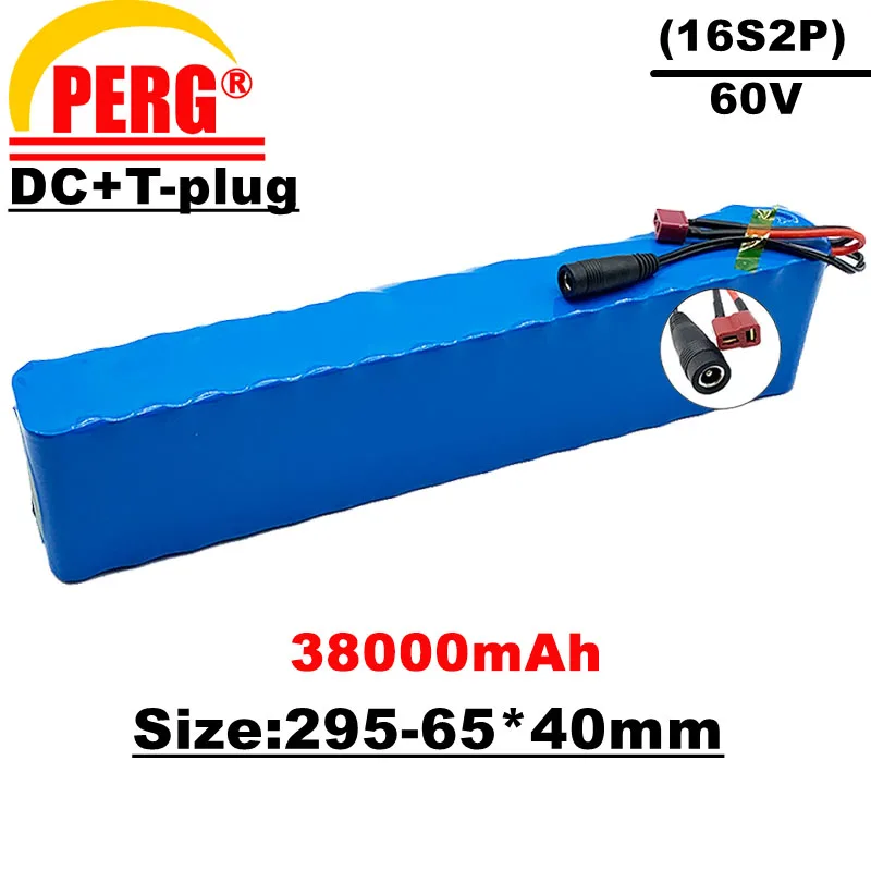 

Batería de litio de 1000 W, 16s2p 60v 38000 Mah para silla de ruedas y Bicicleta eléctrica, conector t o xt60, ultra - duradero