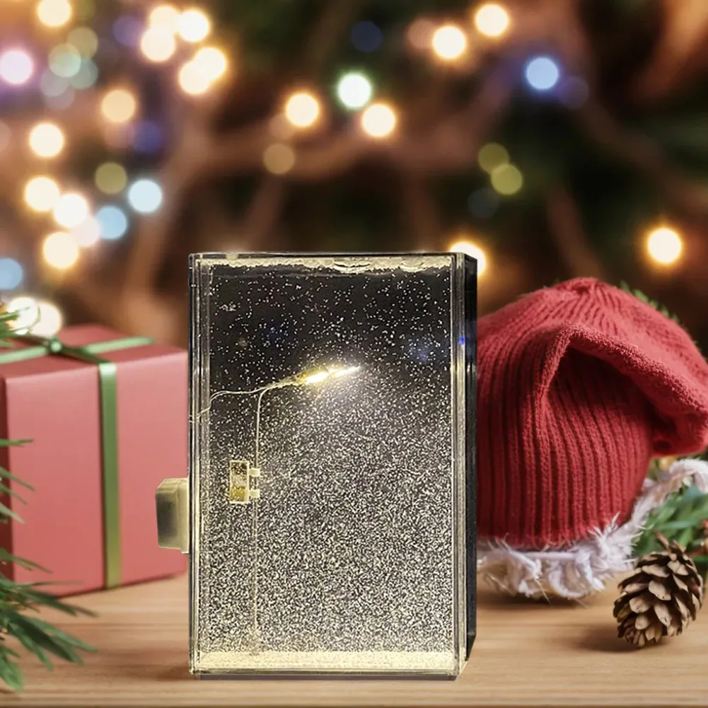 1/2PCS Christmas Snowy Flowing Small Night Light Snow Scene Street Light Simulation Handmade Snowflake Lamp Desktop Decorative