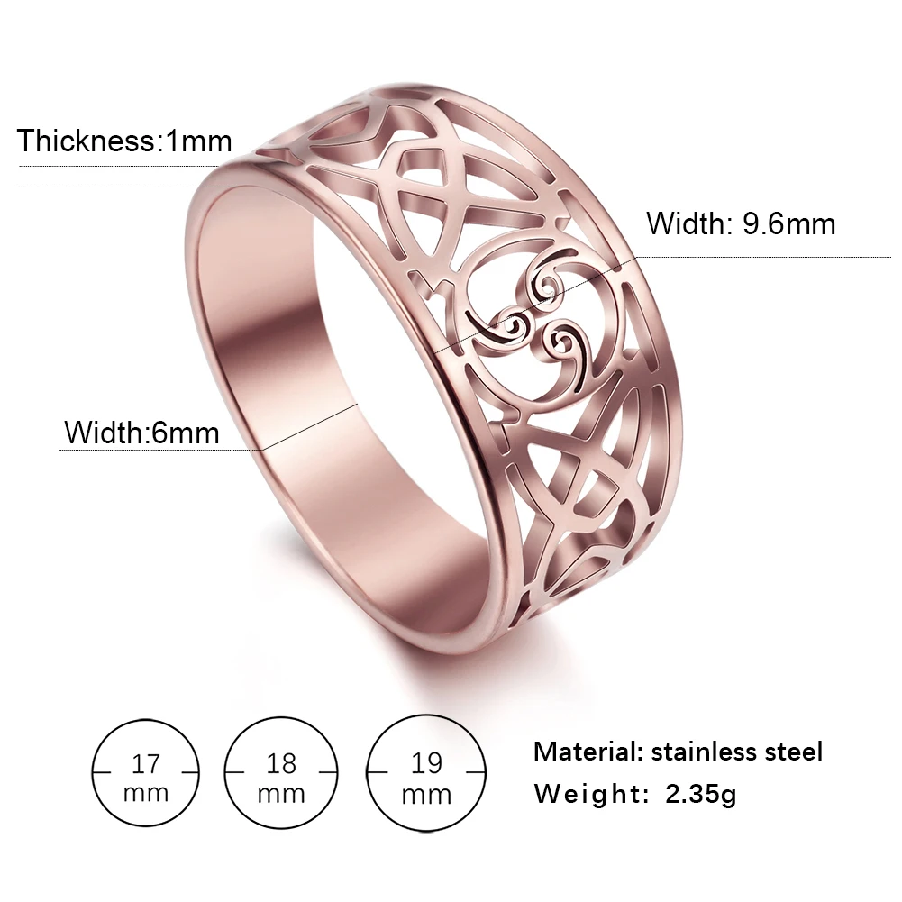 Stainless Steel Ring Witch Knot Triskele Triple Spiral Symbol Triskelion Amulet for Women Men Vintage Jewelry Gift