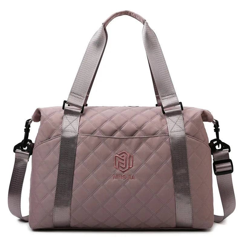 thumbnail image 1 of Bolsa de viaje de nailon impermeable para mujer, bolsa de mano deportiva para gimnasio, gran capacidad, para almacenamiento, 1 of 4