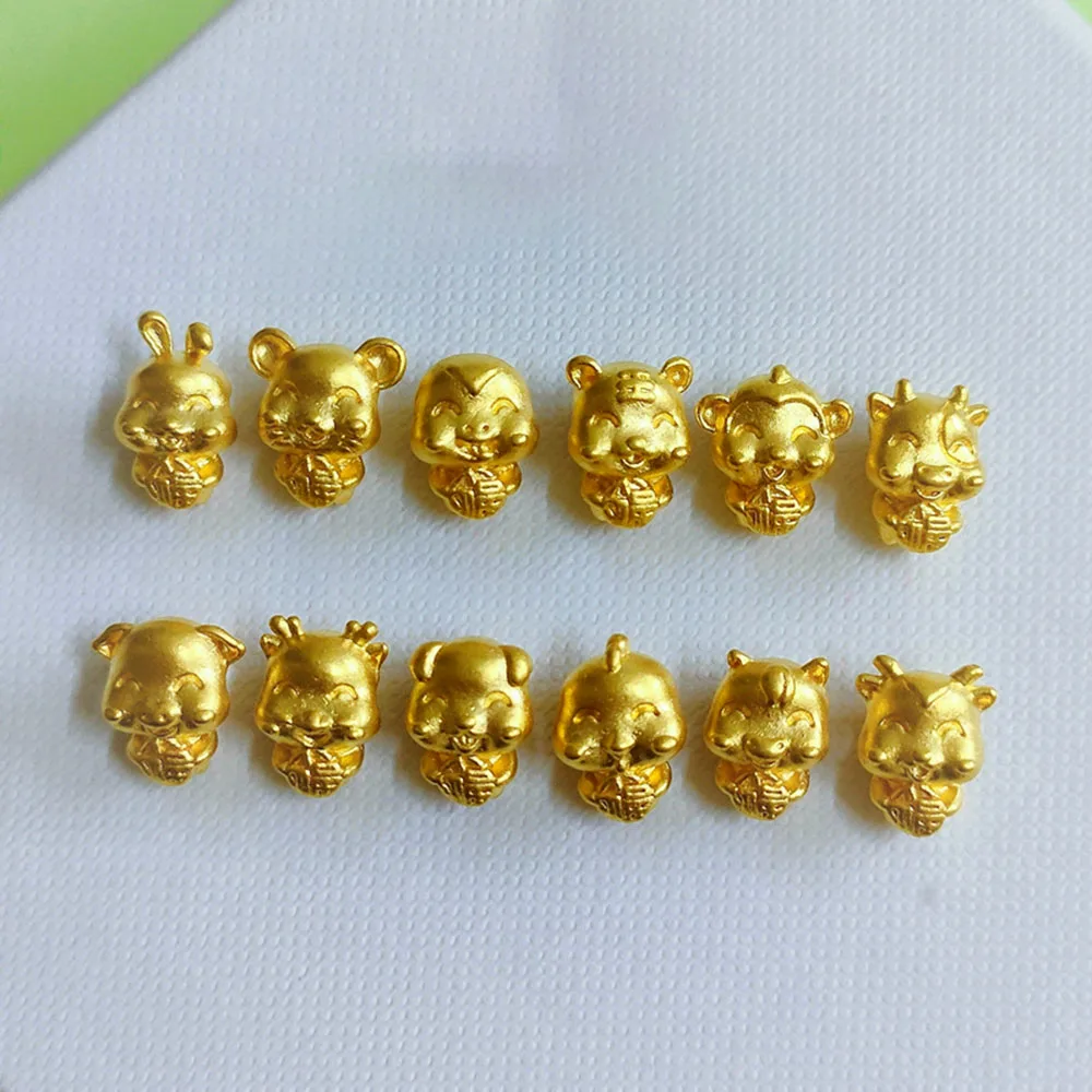 

1PCS Pure 24K Yellow Gold Pendant 3D Hard Gold Lovely Animal Transfer Bead