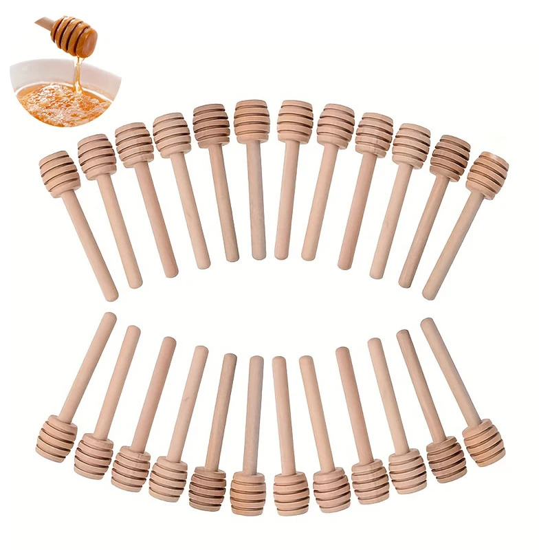 Wooden Spoon 100Pcs Mini Honey Stir Bar Mixing Handle Jar Long Stick Kitchen Supplies