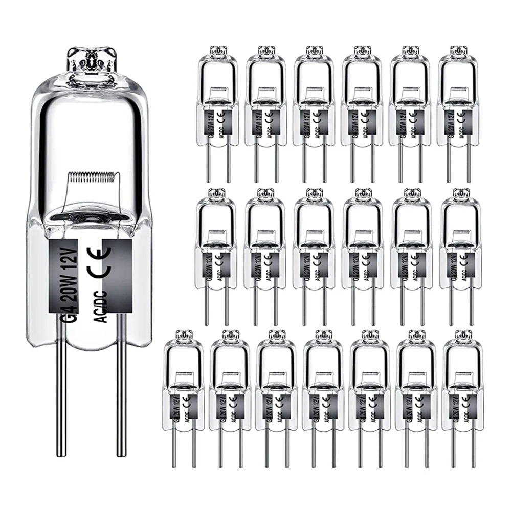 40PCS G4 12V 20W Halogen Lamp G4 12V Bulb Inserted Beads Crystal Lamp Halogen Bulb 20W Bulbs