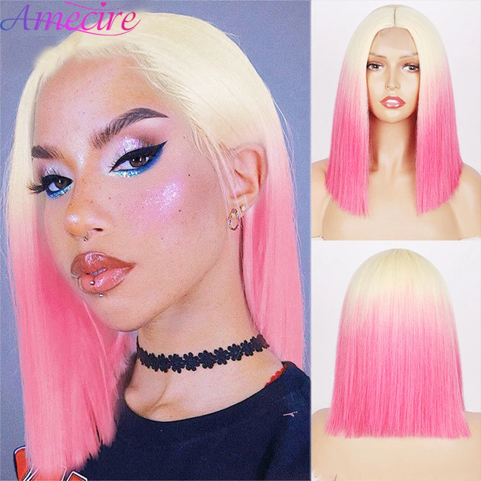 

Короткие прямые парики боб Омбре синтетический парик для женщин термостойкий косплей натуральные волосы блонд парик