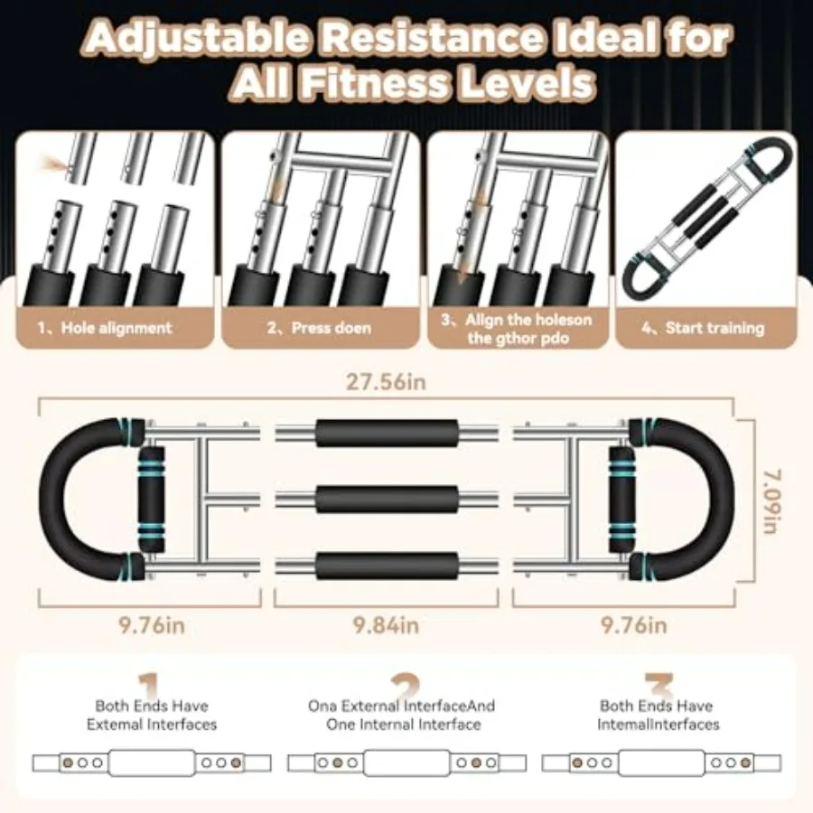 Twister Arm Trainer 9-Level Adjustable (20-270lbs) with Adjustment Tool & Mechanical Counting Grip - Chest Trainer for Men Women