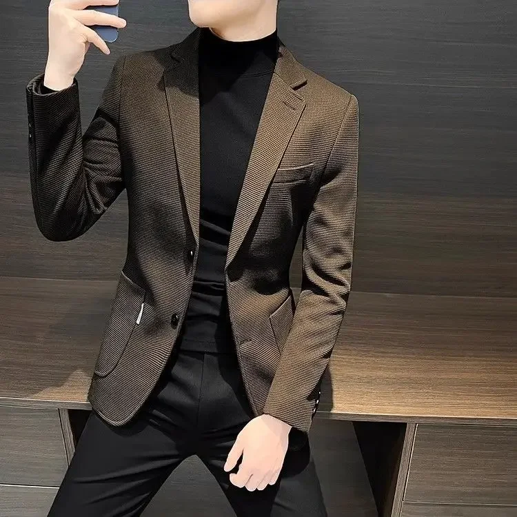Single Breasted Male Business Blazer Casual Coat Menswear Korean Style Clothes Men's Suit Dress Jackets