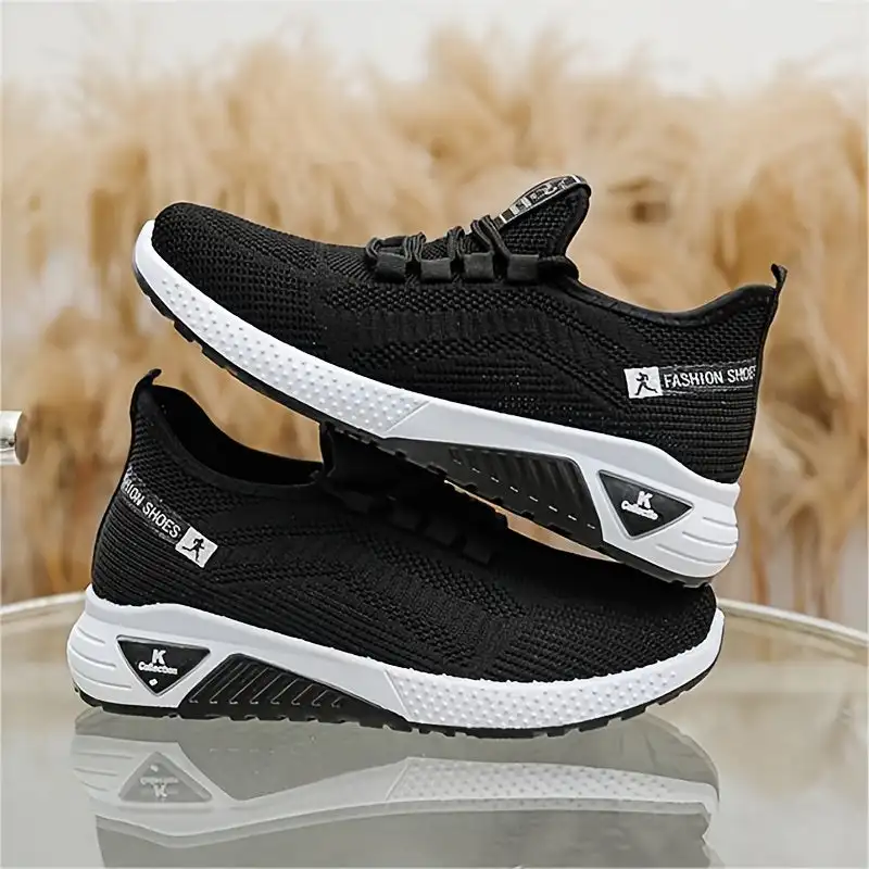 

Women's Wedge Knitted Sports Shoes, Breathable Lace Up Low Top Running Tennis Shoes, Casual Lightweight Sneakers