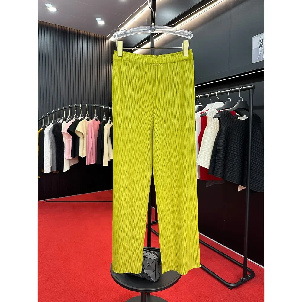

Miyake Section Pleated Wide-legged Pants Female Summer New Straight Pants Loose Casual High Waist Nine-minute Slim Trousers