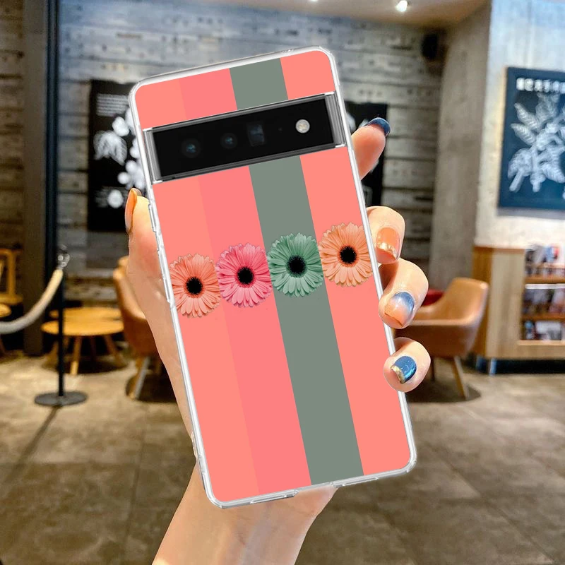 Transparent Soft TPU Phone Case Cover with Fashionable Daisy Flower Design
